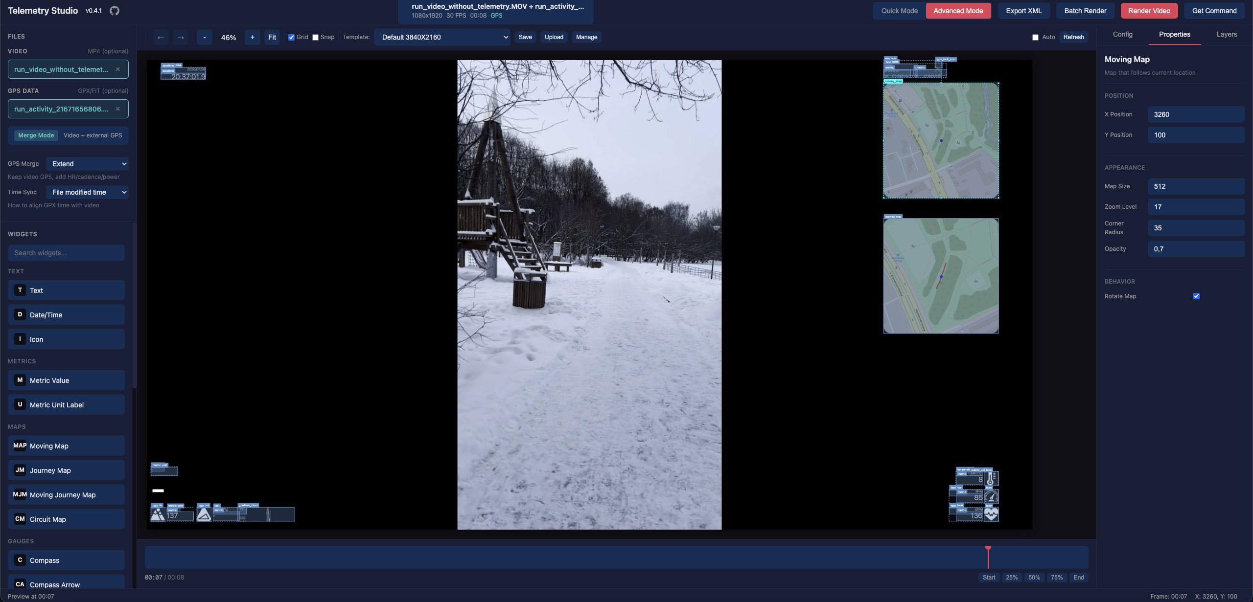 GPStitch Vertical Video — portrait orientation overlay support